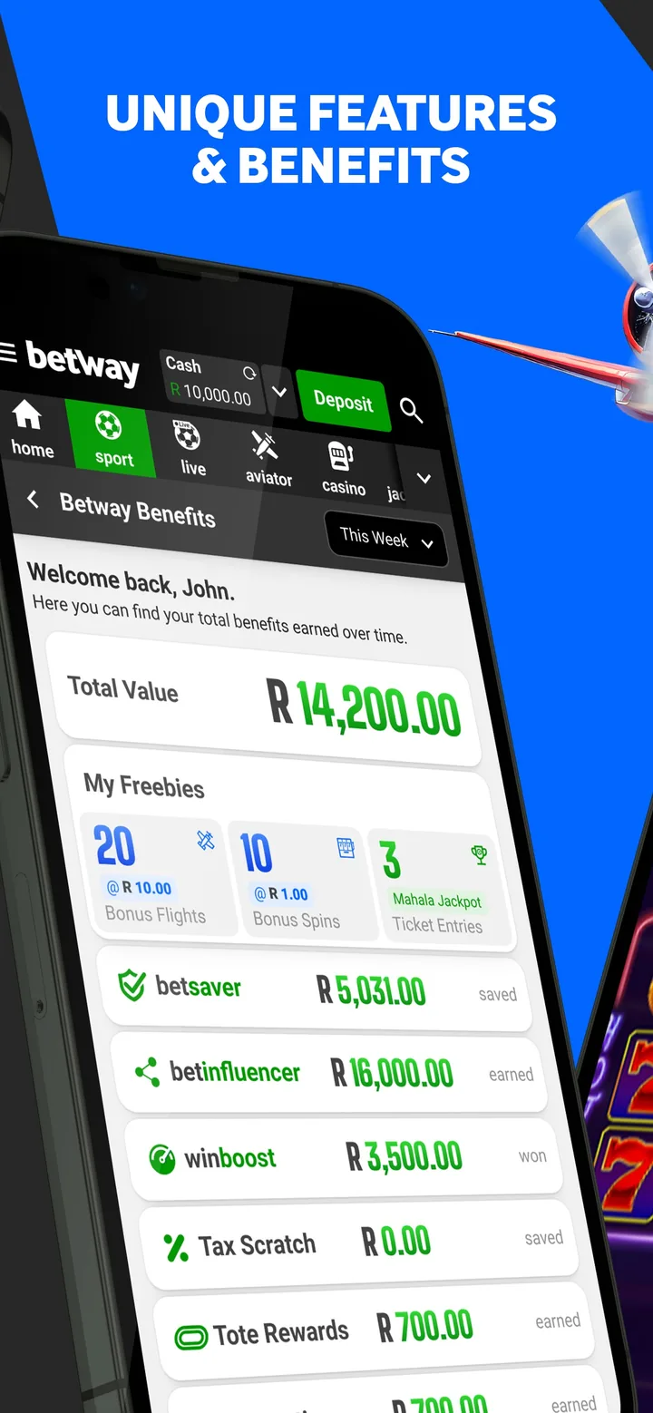 Betway Benefits screen in the app